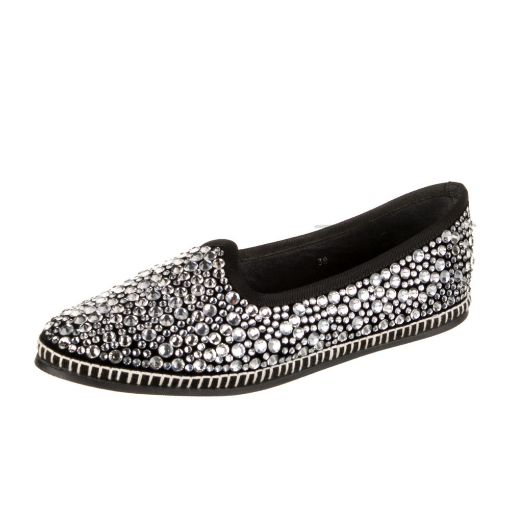 Giuseppe Zanotti Fancy Crystal Loafers with Black & Silver Embellishment Size 8 - Picture 5 of 17